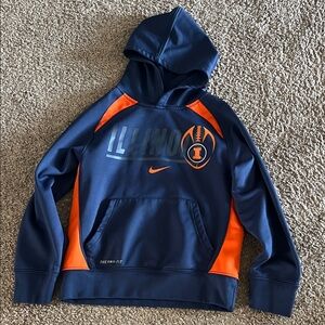 Nike Kids Navy and Orange Illinois Hoodie